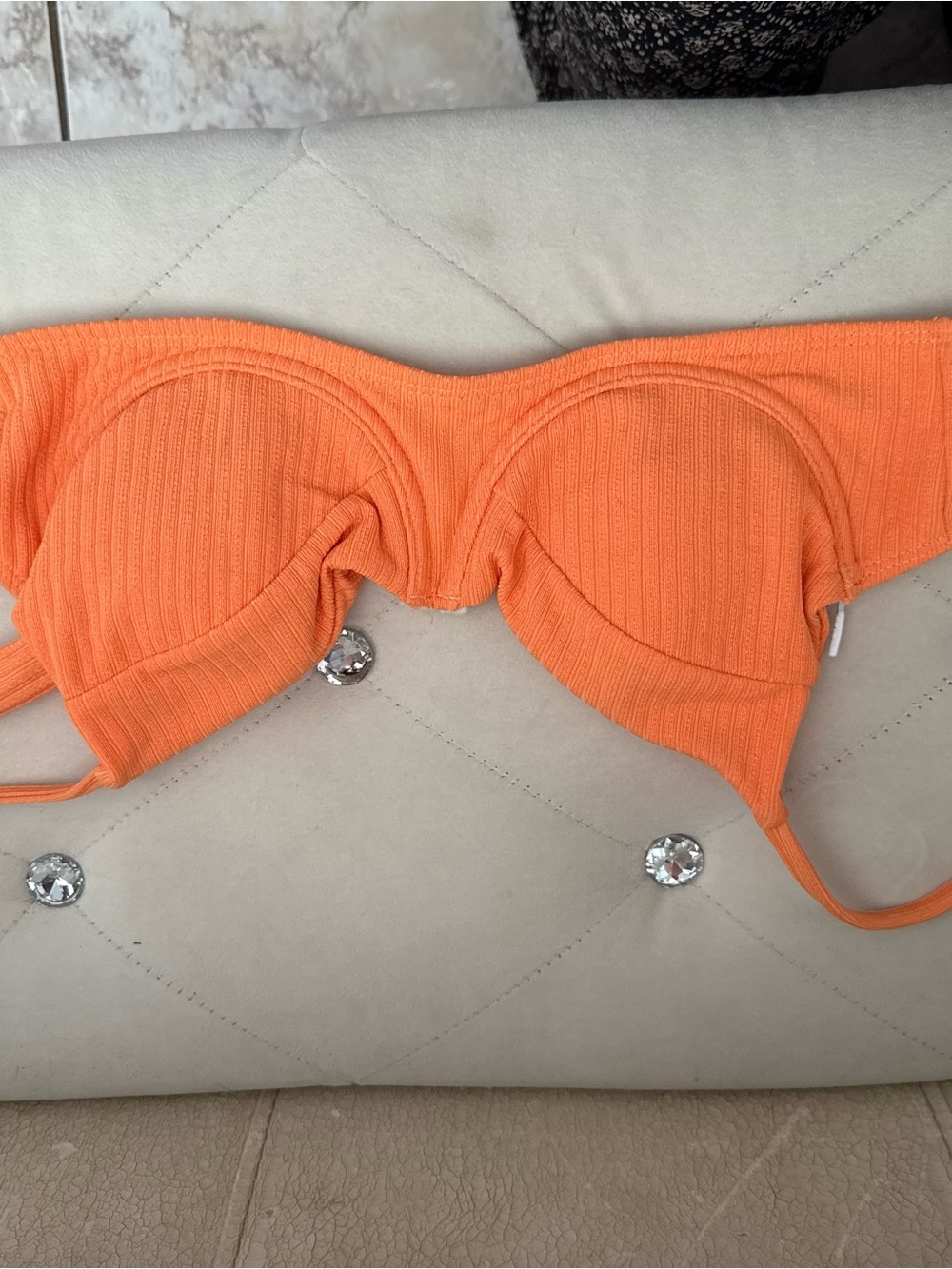 Ribbed Orange Bikini Top